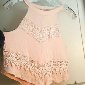 Beautiful blush pink halter neck lace blouse